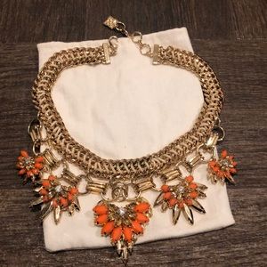 BCBG gold and orange/coral collar necklace